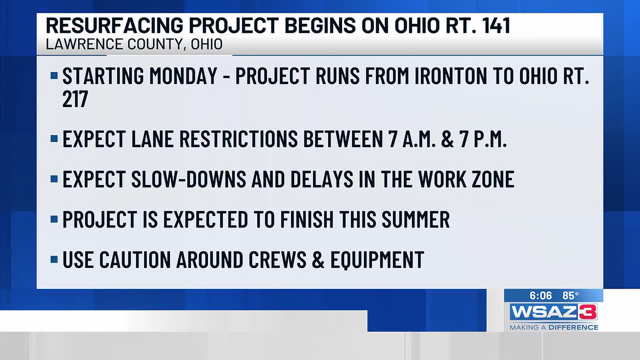 Resurfacing work begins Monday on State Route 141