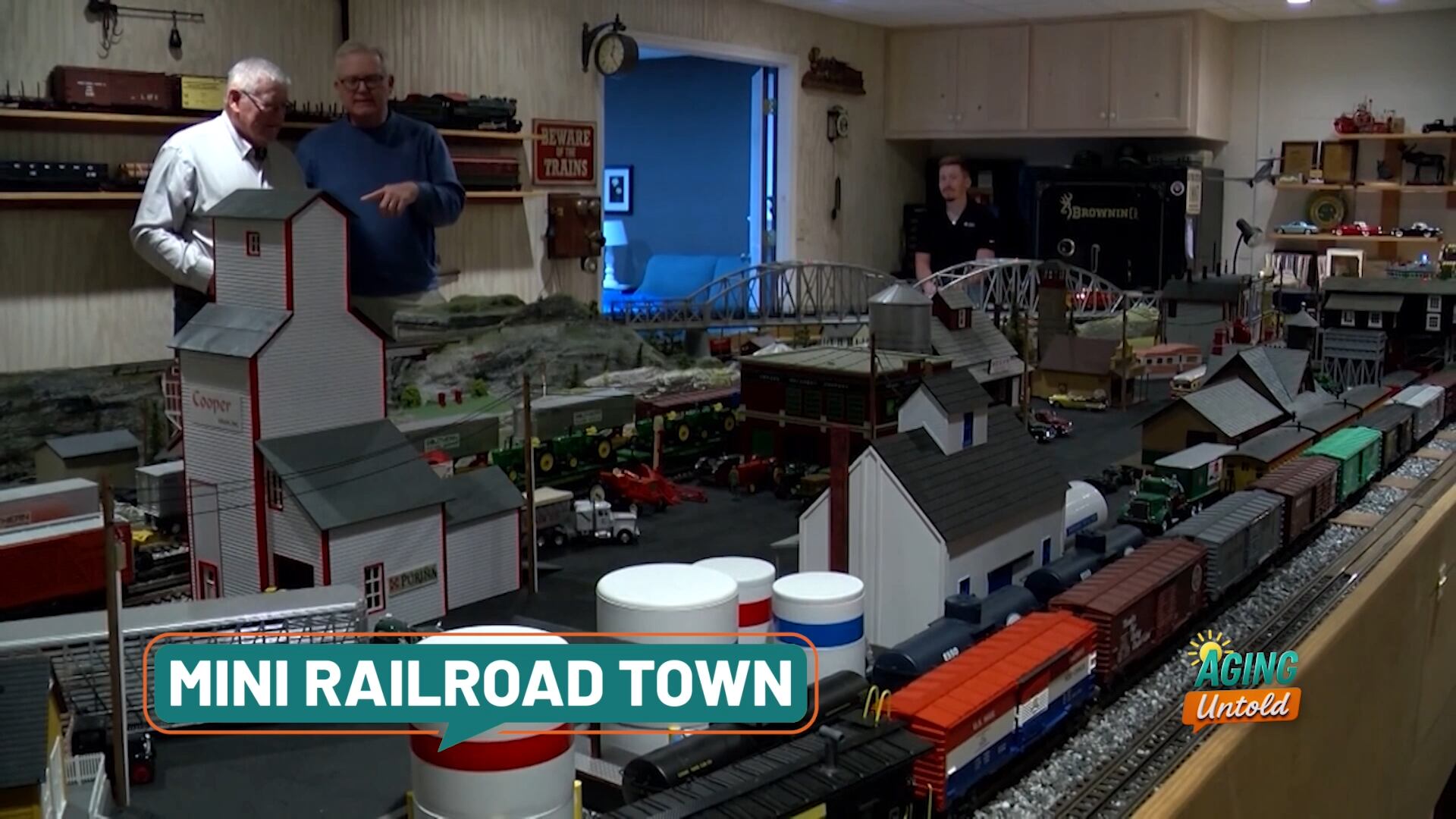 Farmer builds intricate model train, miniature town in basement