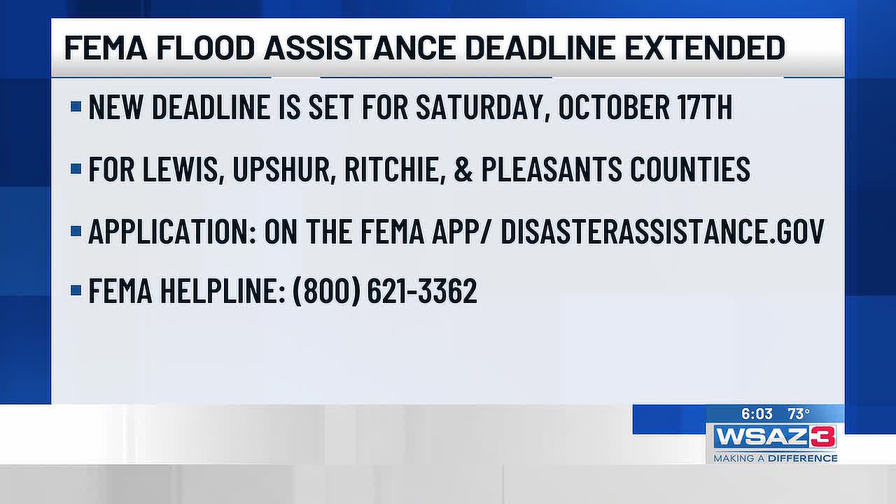 FEMA extends West Virginia July flood assistance deadline