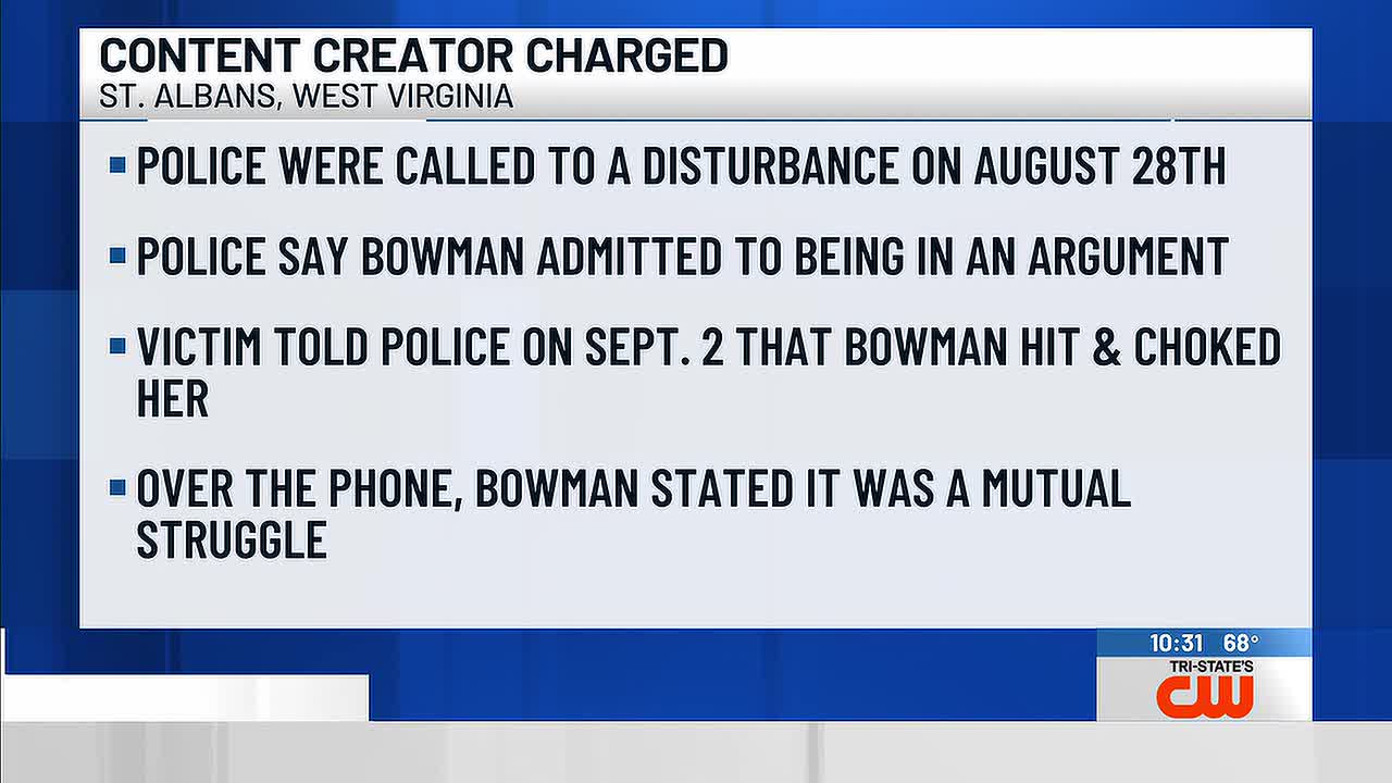 Content creator Michael Bowman charged with strangulation in West Virginia
