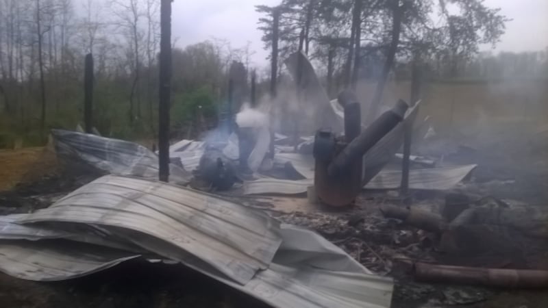 Exploding Barn Barn destroyed by fire, several animals killed