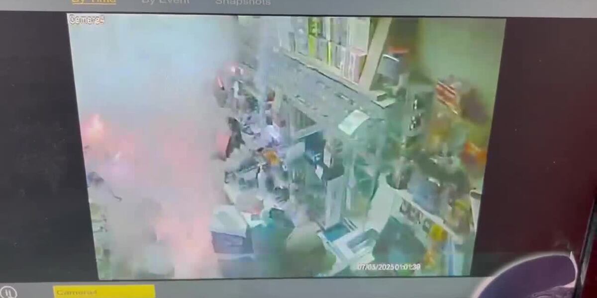 Fire Explosion In Store Fire erupts inside store after vandals throw fireworks behind checkout ...