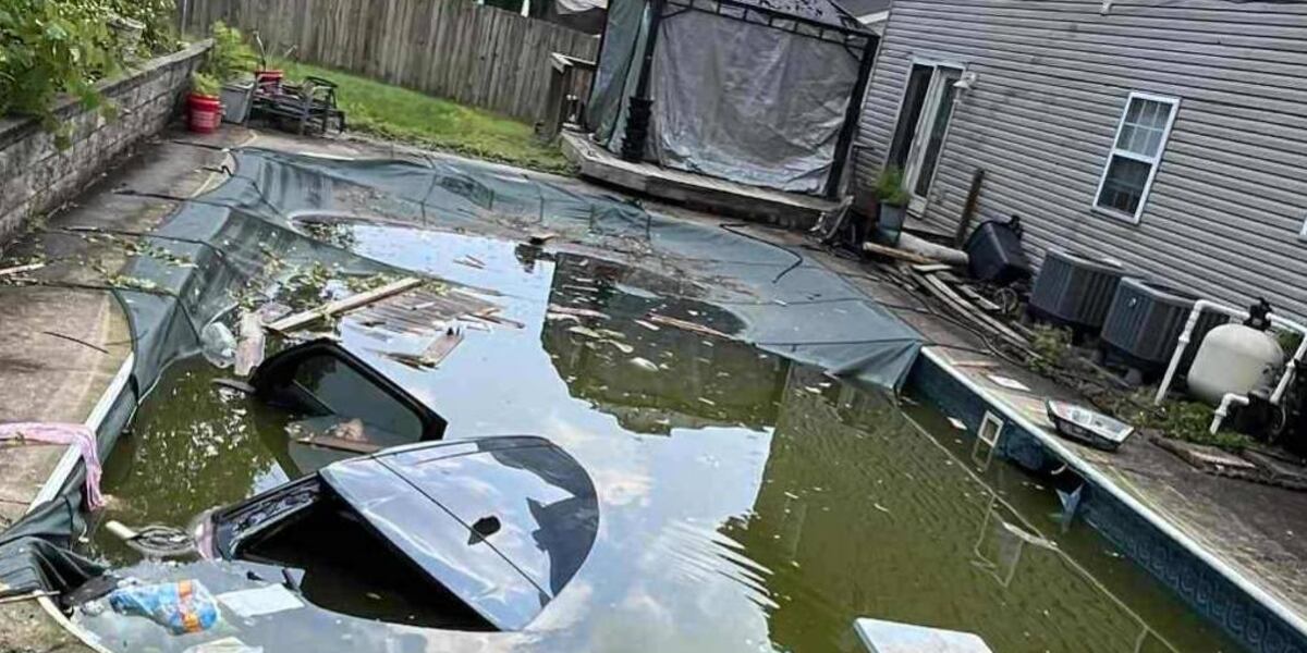 Pool Disaster One injured after crashing into swimming pool