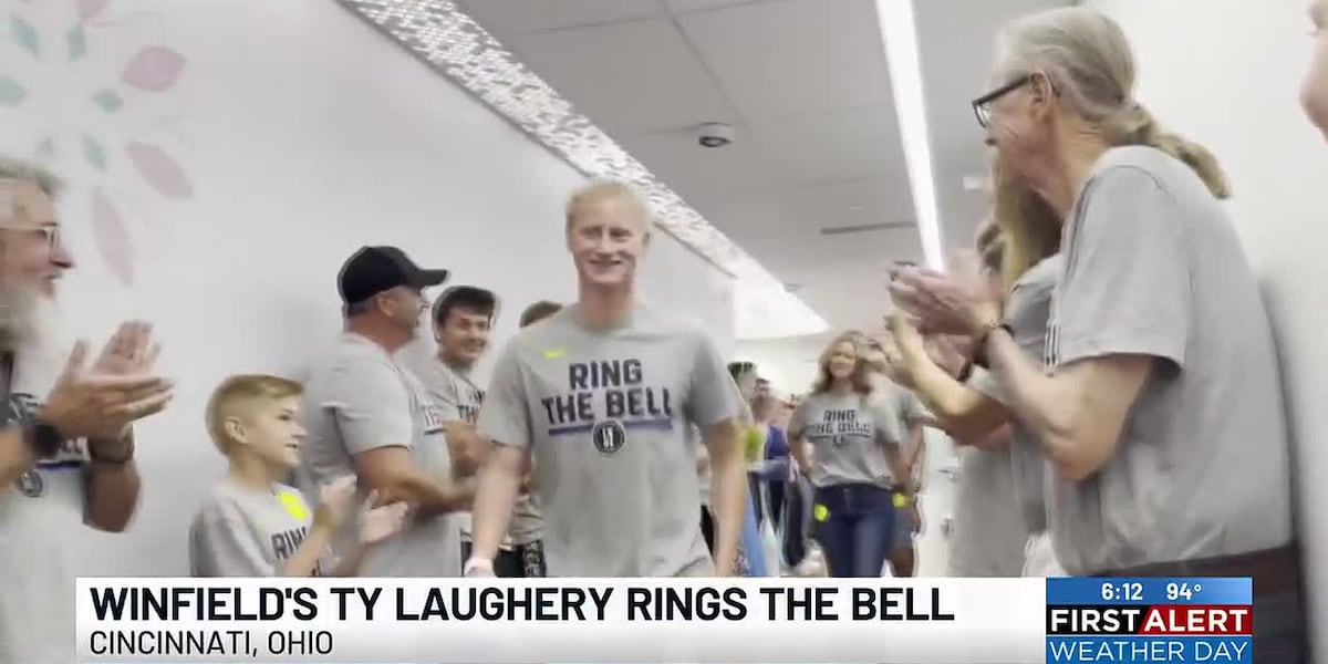 Winfield's Ty Laughery rings the bell