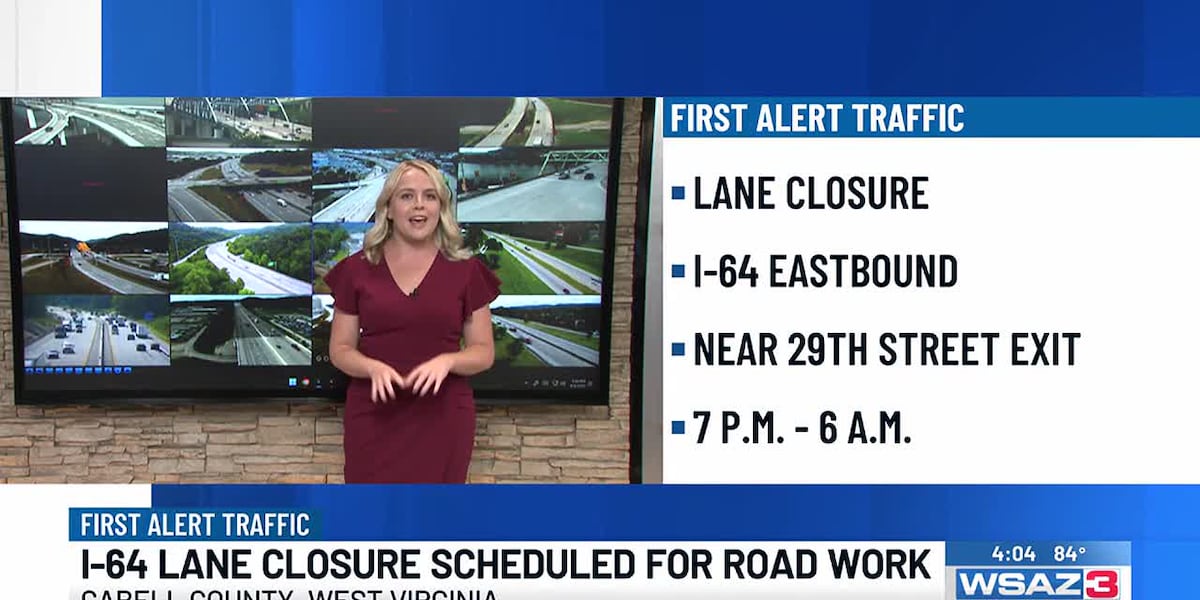 I-64 lane closure scheduled for road work