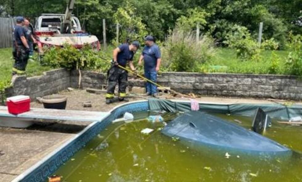 Pool Injured One injured after crashing into swimming pool