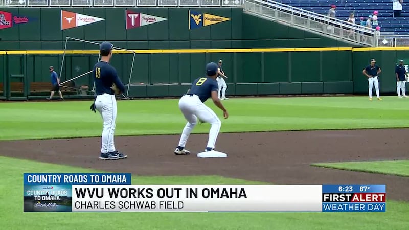 The West Virginia Mountaineers are working out in Omaha, Nebraska, for the College World Series.