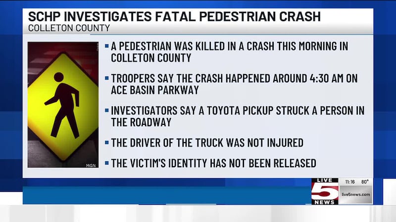 The South Carolina Highway Patrol is investigating a fatal collision involving a pedestrian on...
