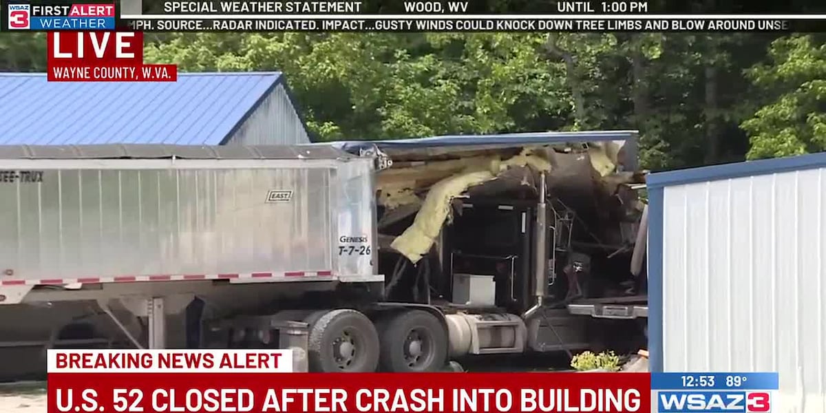 U.S. 52 closed after crash into building